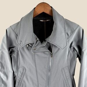 Nau Jacket Womens XS Gray Softshell Moto Asymmetrical Zip Biker Sustainable